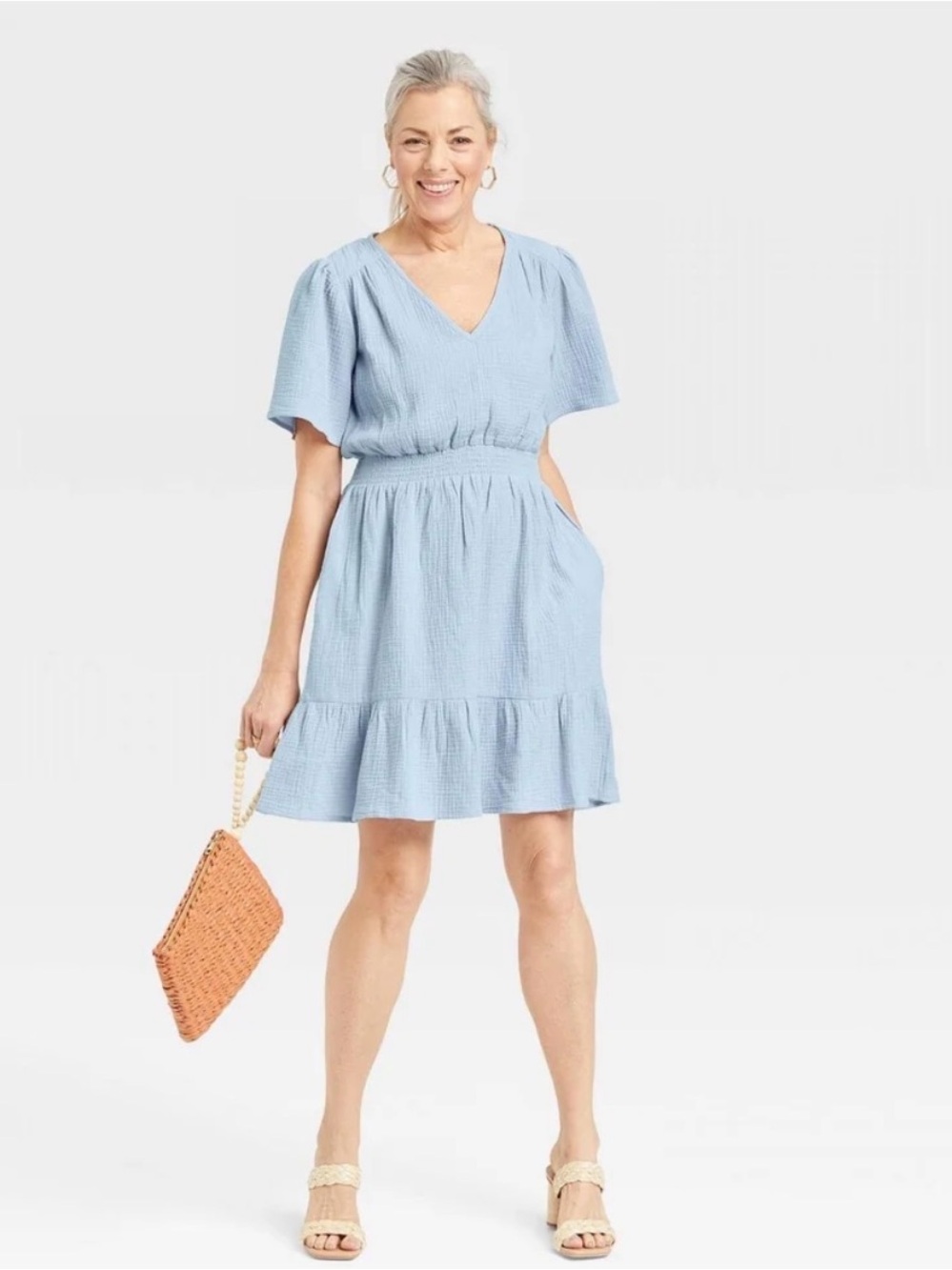 Knox Rose Gauzy Cotton A Line Dress in Baby Powder Blue size XXL NWT
